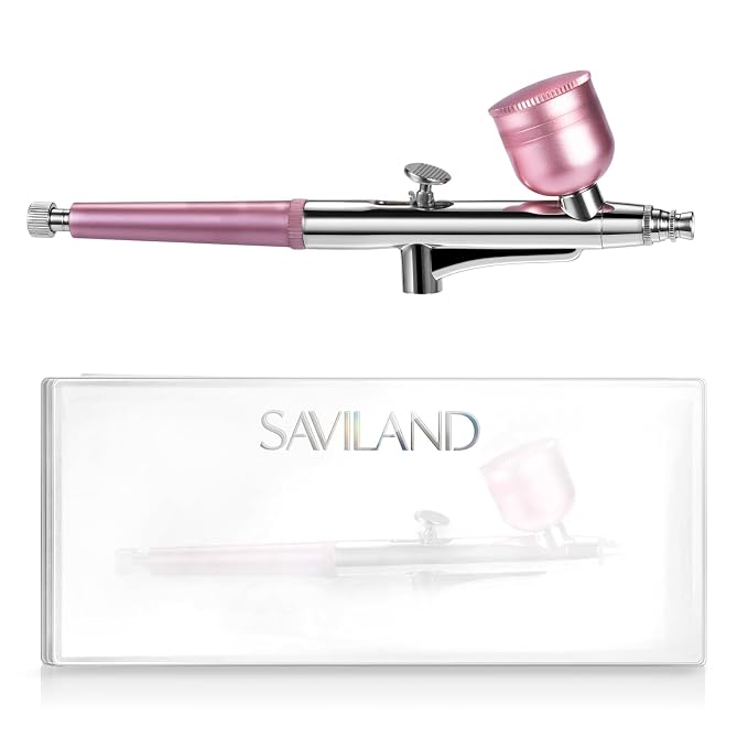 SAVILAND Advanced Airbrush Gun: Zero Downtime Flawless Design Airbrush Kit Portable Airbrush Accessories 0.3mm Needles Nail AirBrush Machine for Painting Cake Decorating Barber Model Makeup Nail Art