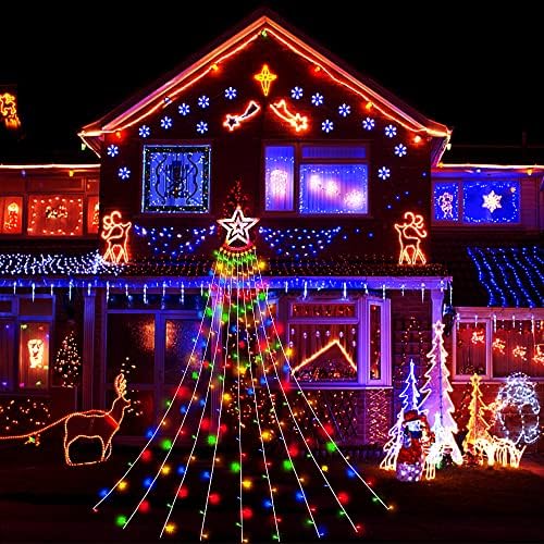 Aokudoni Outdoor Christmas Decorations 12.6 FT Waterfall Christmas Lights