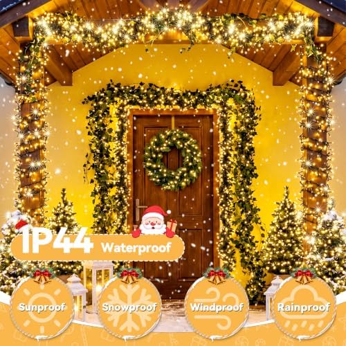 400 LED 20FT Cluster Lights, Plug in Warm White Christmas Lights