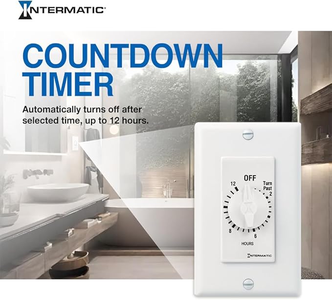 Intermatic SW15MWK 15-Minute Spring Wound Timer, White - Energy-Saving Control for Lights and Appliances - Easy Installation and Operation
