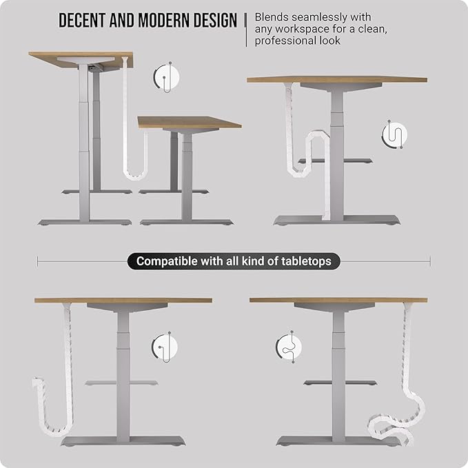 Ultimate Setup Under Desk Cable Management Vertebrae - Perfect for Sit Stand Desk - White, 133 cm