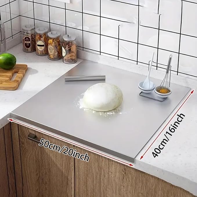 OTAVILEM Stainless Steel Cutting Boards for Kitchen, Kneading Cutting Board Mats, Metal Cutting Board for Meat, Fruits, Vegetables, Bread, and Baking Large Cutting Boards 19.7"L x 15.7"W
