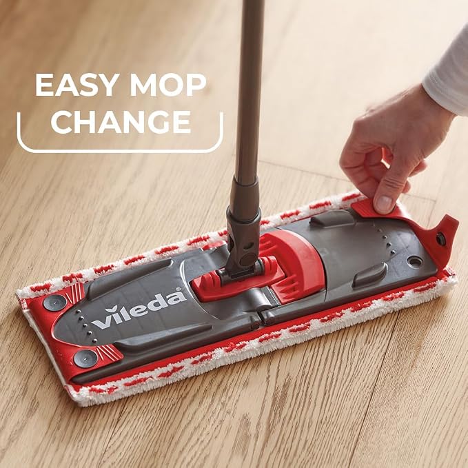 Vileda Ultramax Care Complete Set, Floor Mop with Handle, Bucket with PowerPress, for Sensitive Floors, 100% Recycled Microfibre, Quick-Drying Floor