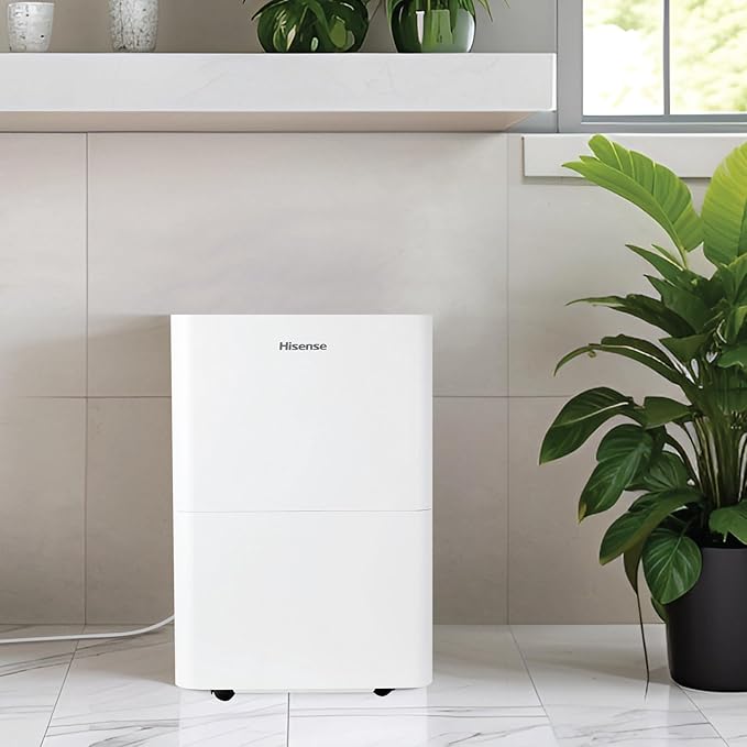 Hisense 35 Pint Compact Portable Dehumidifier with Slide-Out Bucket, Energy Efficient Quiet Humidity Absorber for Bathroom Bedroom Garage Attic Home Crawl Space, 3000 Sq. Ft.