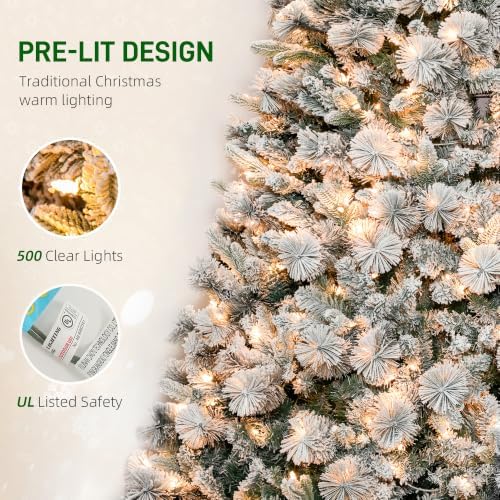 HOMCOM 7.5 ft Artificial Prelit Christmas Tree with Realistic Fraser Fir