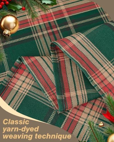 Christmas Tablecloth Square, Tartan Plaid, 60x60 Inch