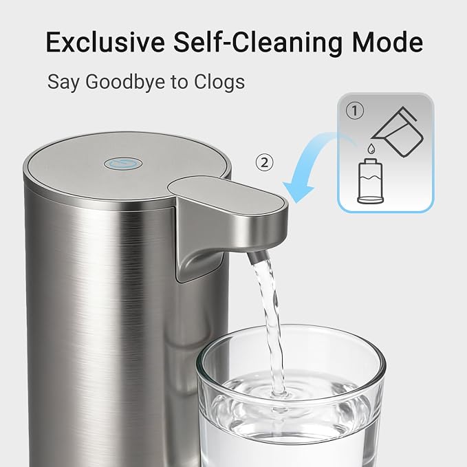 LAOPAO Automatic Foaming Soap Dispenser, Matte Stainless Steel Touchless Soap Dispenser with Self-Clean Mode, 1500mAh Rechargeable USB-C, IPX5 Waterproof Anti-Clogging Foam Pump for Kitchen & Bathroom