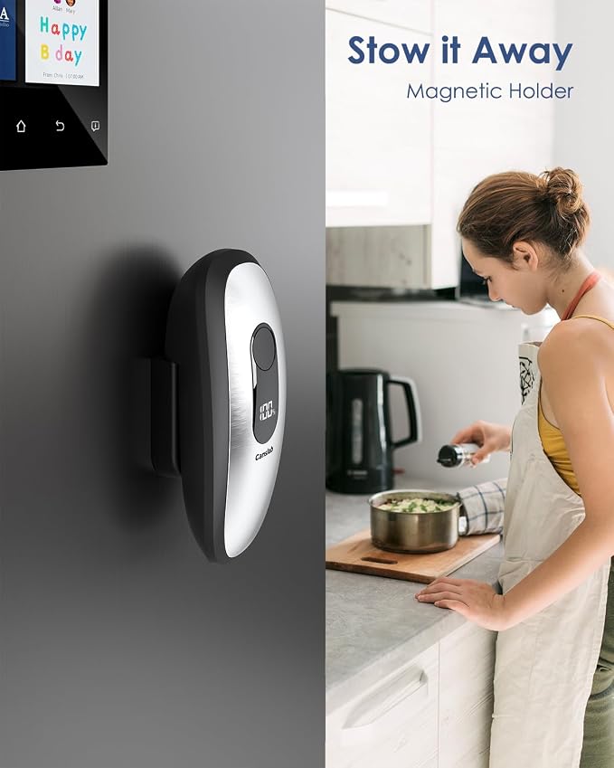 Canslab IRON Electric Can Opener, with LED Battery Track, Stainless Steel | Smart Auto Stop, Heavy-Duty, Wall-Mountable, Side Cut Smooth Edge, Professional-Grade Blade, USB-C Rechargeable, Hands-Free