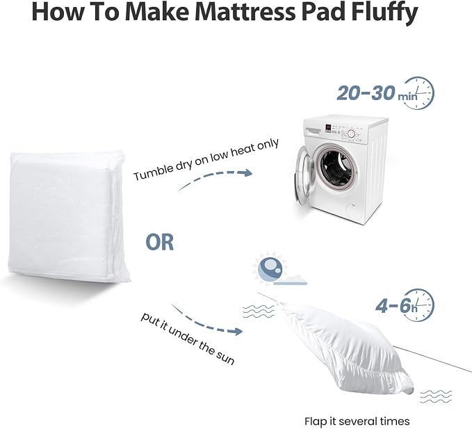 EASELAND King Size Mattress Pad Pillow Top Mattress Cover Quilted Fitted Mattress Protector Cotton 8-21" Deep Pocket Cooling Topper (78x80 Inches, White)
