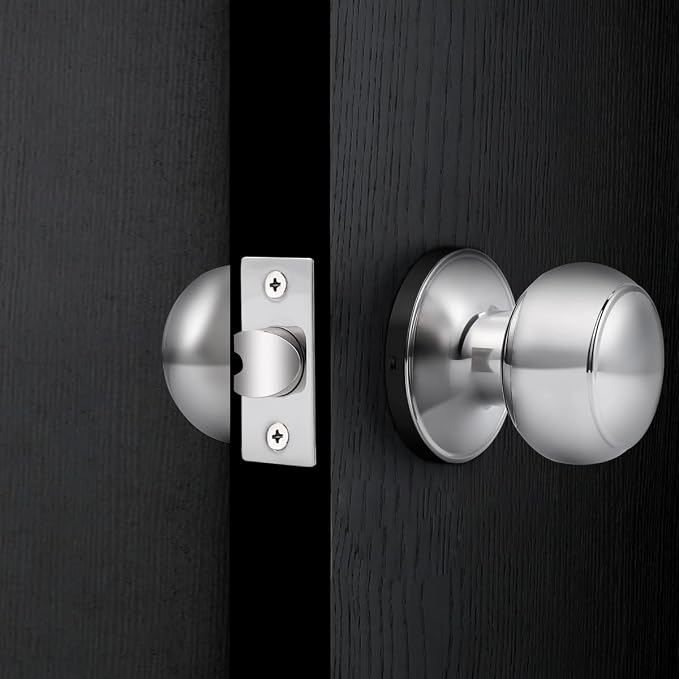 Probrico Hall and Closet Knobs, Bright Chrome Passage Door Knobs, Non-Locking Interior Door Handles, 3 Pack