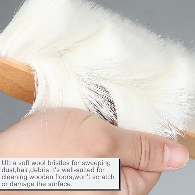 Gloffer Indoor Wood Wool Broom,Ultra Soft Bristles Broom with Long Handle,Sweeping Kitchen Brooms for Home Cleaning,Floor,Office