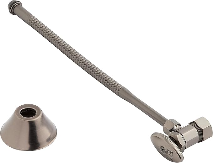 Signature Hardware 948025 Corrugated Toilet Supply Kit with 5/8" OD X 3/8" OD Angle Stop - Gunmetal