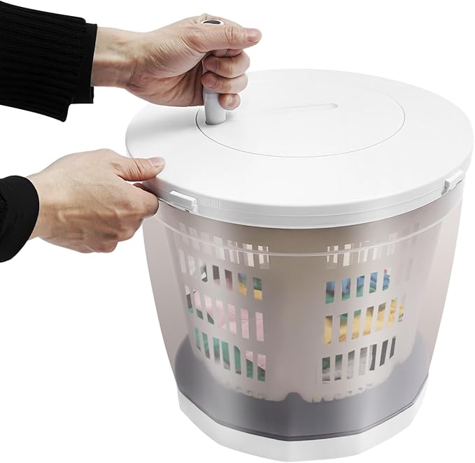 2 in 1 Hand Crank Manual Washing Machine and Spin Dryer, Portable Non-Electric Compact Washer for Small Loads, Baby Clothes, RV, Dorm, Apartment, Camping, Easy to Use Mini Laundry Machine
