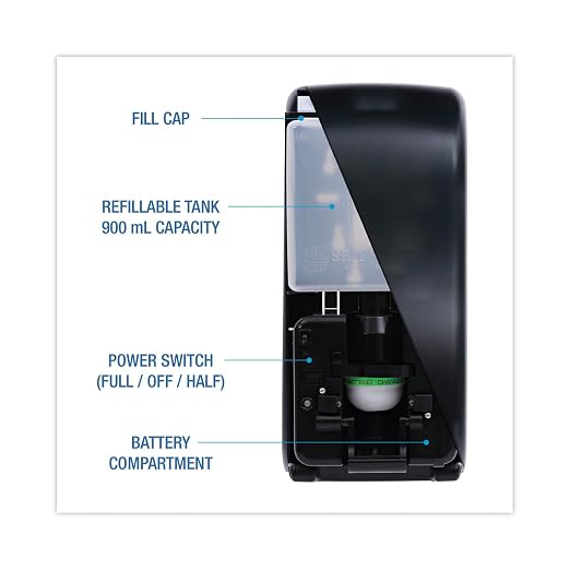 Boardwalk 00SBBW Rely Hybrid Foam Soap Dispenser, 12" Width, 5" Depth, 4" Height, 900 mL, Black Pearl, 10" Height, 8" Width