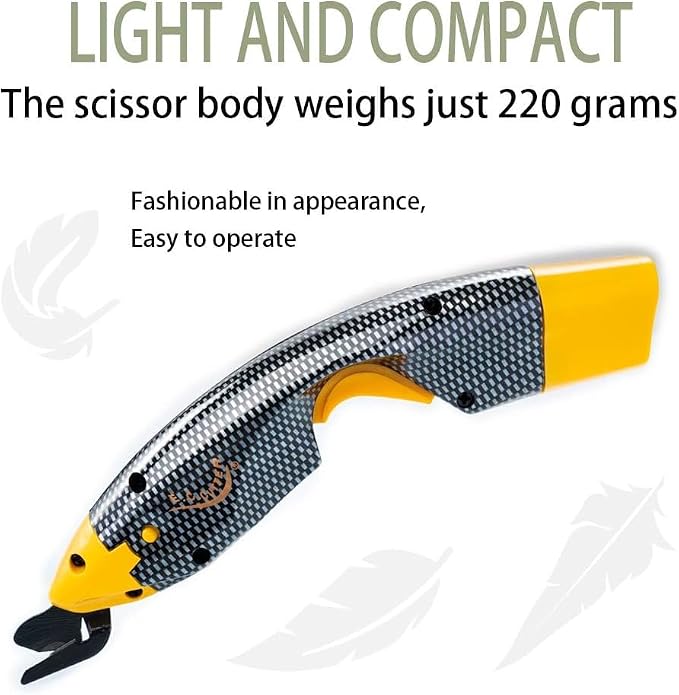 Electric Fabric Scissors Heavy Duty, Cordless Box Cutter Professional with 2 Blades, Rechargeable Lithium Battery for Cutting Fabric, Cardboard,Craft Sewing Tools (Scissors with one battery)