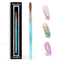 MelodySusie Kolinsky Acrylic Nail Brush,66% Kolinsky Hair Professional Nail Art Brush for Acrylic Application, Aurora Collection Fine Glitter Brush, Blue, Size 8