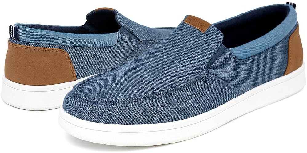 Nautica Men's Slip-On Loafers Casual Moc Toe Sneakers Boat Shoes Slipper for Men – Lightweight & Comfortable - Derwin