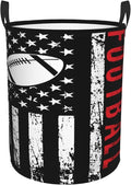 Football American Flag Sport Laundry Hamper Laundry Basket Circular Hamper Dirty Clothes Storage with Handles