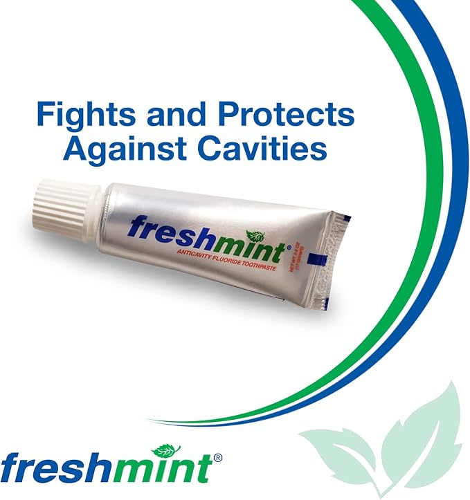 Freshmint 0.6 oz. Anticavity Fluoride Toothpaste, 144 Tubes, Laminated Tube, Tubes do not Have Individual Boxes for Extra Savings, Travel Size
