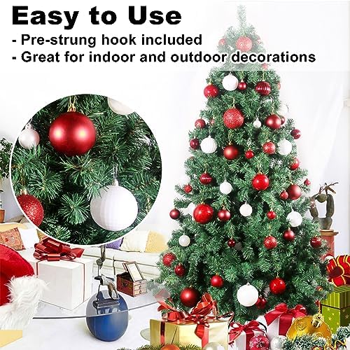 Red & White 3.2" Large Christmas Balls - Christmas Tree Decoration Ornaments Shatterproof Hanging Balls for Birthday Halloween Holiday Wedding Decorations Set of 10pcs