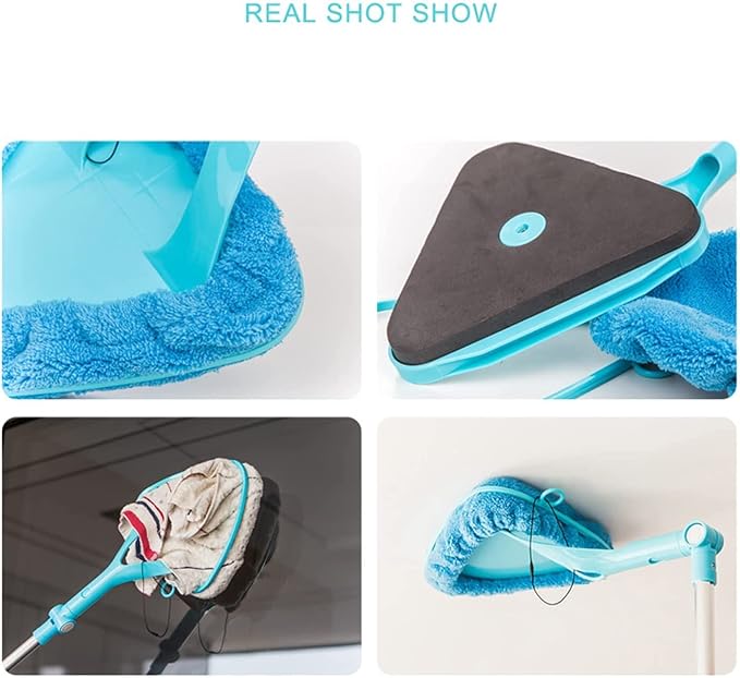 DKULMN Window Cleaning Tool,Window Squeegee Cleaning Tool, 3 in 1 U Shaped Cleaner Kit,U Shaped Window Cleaner for External Window Washer with Telescopic Pole