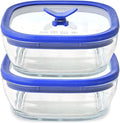 Anyday 2 Pack 2.5 Cup Microwavable Glass Lunch Containers (Blueberry) | Microwave Safe Bowls with Glass Lids, Food Storage, Bento Box Meal Prep Container