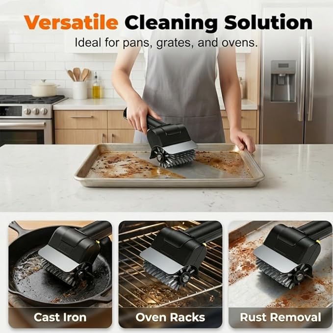 Electric Grill Brush for Outdoor Grill, 2026 New BBQ Cleaning Brush, Portable Cordless Grill Scrubber for Backyard BBQ, Durable Rotary Grill Cleaner for Gas Charcoal Grates
