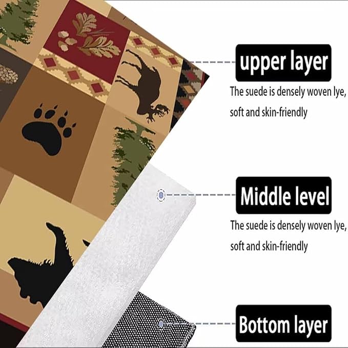 Empire Bear Cabin Area Rug for Hallway Non-Slip Western Wildlife Style Throw Rugs Couch Decor Lodge Rustic Moose Deer Print Carpet Soft Floor Mat 2'x3'