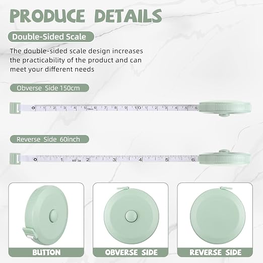 Kigeli 100 Pcs Retractable 60 Inch Measuring Tape - Mini Soft Measurement Tape for Fabric, Sewing, Body