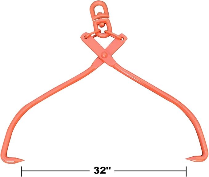 Skidding Tongs Log Lifting/Swivel Dragging Steel Tongs Log Lifting, Handling, Dragging & Carrying Tool / 32" Jaw Opening (32"-Double Swivel)