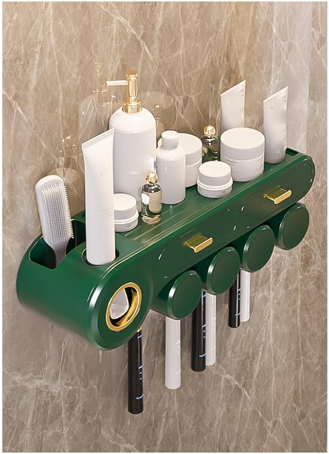 Toothbrush Rack Toothbrush Rack Rack Cup Tooth Cup Brushing Rack Free Punch Wash Table Wall Hanging Family Mouthwash Cup Toothpaste Bathroom Toothbrush Holder(A)