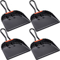 Mumufy 4 Pack Industrial Metal Dustpan 12" Heavy Duty Dust Pan with Handle Handheld Dustpan Wide Scooper Dust Debris Sweeping Tool Precision Edge Ideal for Cleaning Indoor Outdoor Surfaces(Black)