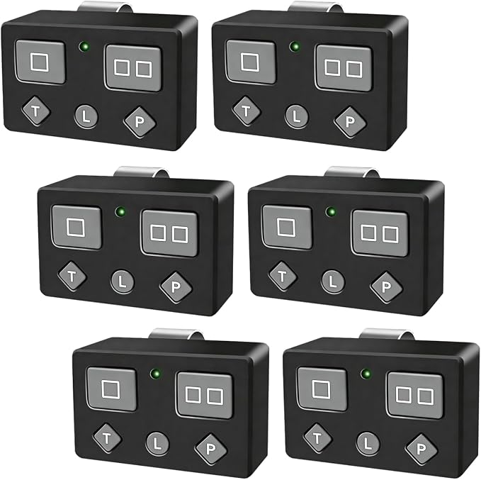 AXP1 AXS1 AXR1 Gate Opener Remote Transmitter, 5-Button, 3-Button Remote Transmitter for Automatic Gate Openers, Partymode, for Gh ost Opener Systems (Black, AXP1 6PCS)