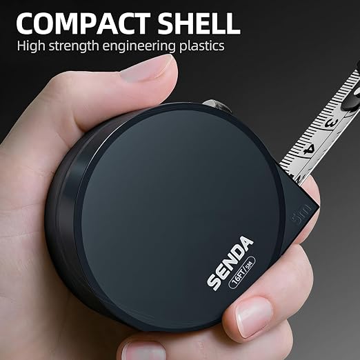 SENDA Tape Measure 16FT/5M, Compact Mini Measuring Tape, Black and White Faceted Ruler Tape, Easy-to-Read Metric/Inch Measurements for Home, Office & DIY Crafts Use(16Ft)