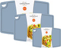 Silicone Thick Cutting Boards Mats Set of 3 Foldable & Flexible Design Juice Grooves Easy Grip Handle Dishwasher Safe for Kitchen,BPA free Silicone Cutting Board-Light Blue