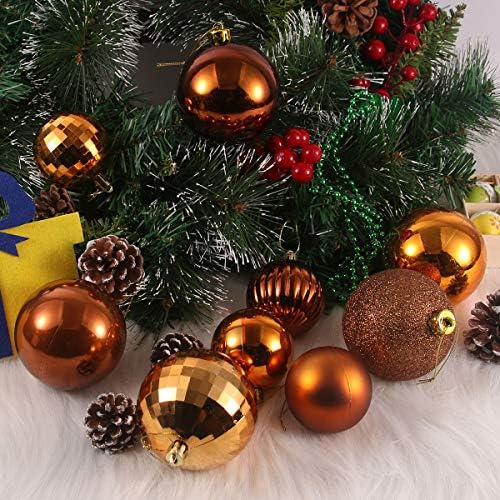 Orange Bronze 2.5" Christmas Balls Christmas Tree Decoration Ornaments Shatterproof Hanging Balls for Birthday Halloween Holiday Wedding Decorations Set of 10pcs