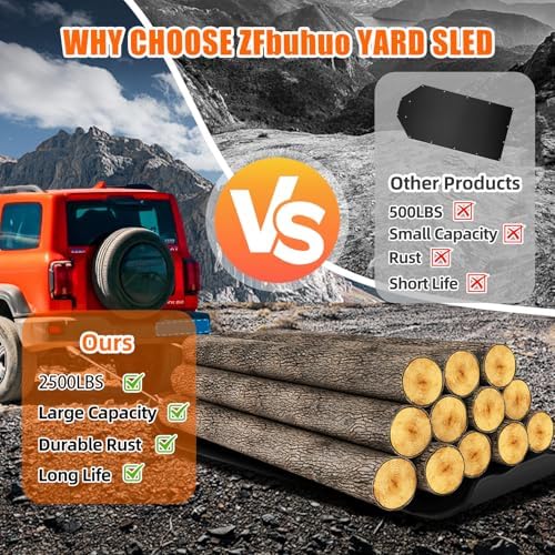 47” x 110” Yard Drag Sled with Pull Cables 1/8 HDPE Thickened Yard Sled Heavy Duty Multipurpose Yard Drag Mat for Hauling Debris, Construction Materials, Logs and Hunting Trophy