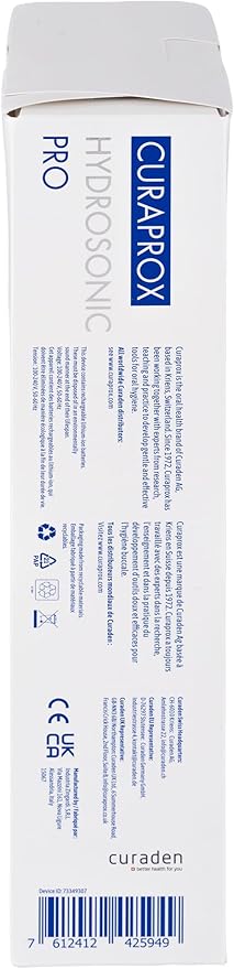 Curaprox Hydrosonic Pro Sonic Toothbrush – for Sensitive Teeth, Implants and Braces | Professional Cleaning at Home | Set with Three Brush Heads