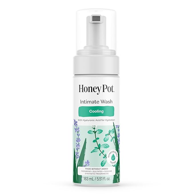 The Honey Pot Company - Feminine Wash - Cooling - Cooling Tingle Effect- Herbal Infused w/Mint, Aloe Vera, Lavender - pH Balanced Feminine Care for Sensitive Skin - 5.51 Fl Oz