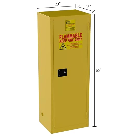 Jamco 24 Gallon Steel Flammable Safety Cabinet, Manual Doors, Yellow | All-Welded Double-Wall Steel Flammable Storage Cabinet, Lockable Doors, 23"W X 18"D X 65"H, Osha & Fm Certified, Made In Usa