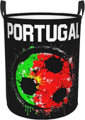 Portugal Soccer Portuguese Football Flag Laundry Hamper Laundry Basket Circular Hamper Dirty Clothes Storage with Handles