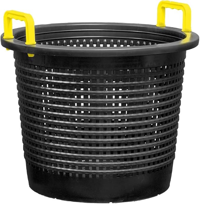 Large, Heavy Duty Fish Baskets, Black, Yellow Handles, Made in USA