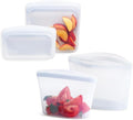 Stasher Premium Reusable Silicone Food Storage Bags, 4-Pack, Clear | Food-Safe Silicone, Eco-Friendly, Reusable Freezer Bags, Microwave, Dishwasher, Oven, Snack Bags, Lunch Containers, Meal Prep