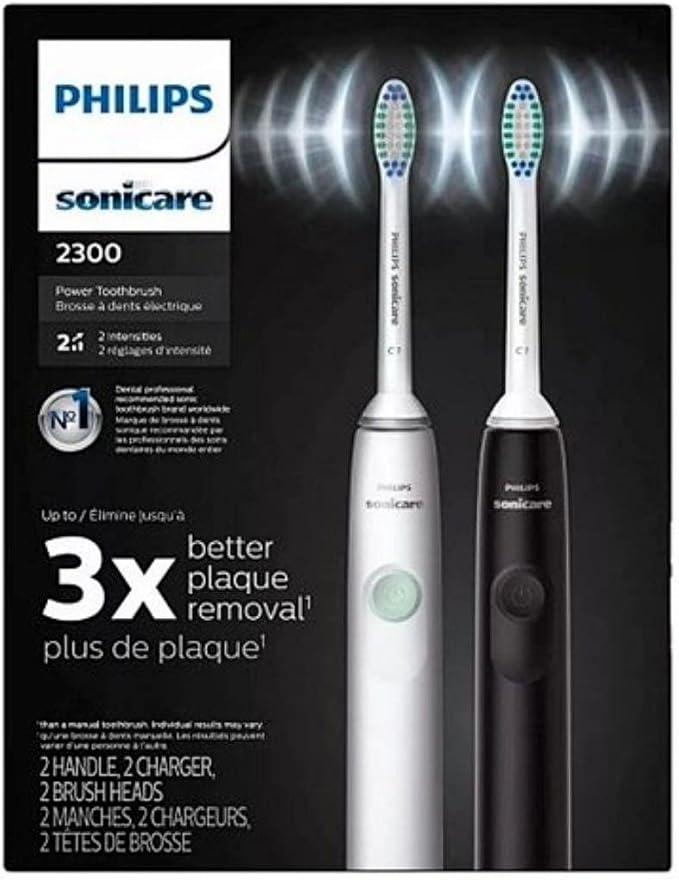 Philips Sonicare HX3665/04 Series 2300 Rechargeable Electric Toothbrush with Dynamic Cleaning Action, Built-in Quadpacer & SmarTimer - (Black and White)