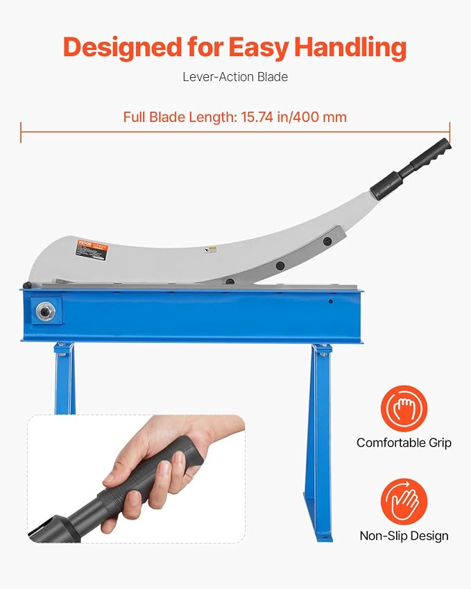 VEVOR Hand Plate Shear, 31.5 in Max Cutting Length, Manual Sheet Metal Shear Machine, Benchtop Cutter with T10 High-Hardness Blades, Q235 Material, for Cutting Large Metal Sheets Steel Aluminum Copper