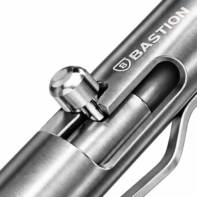 BASTION Bolt Action Pen, Titanium Silver, HyperBolt & ZeroSeam EDC Pen, Refillable Titanium Writing Pen, Premium Graduation Gift, Flagship Executive Pocket Pen