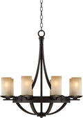 Sperry 28" Wide Bronze Bowl and Scavo Glass 8-Light Chandelier | Industrial Rustic Farmhouse Cylinder Fixture for Cottage Core Dining Room House Foyer Kitchen Island Entryway Bedroom