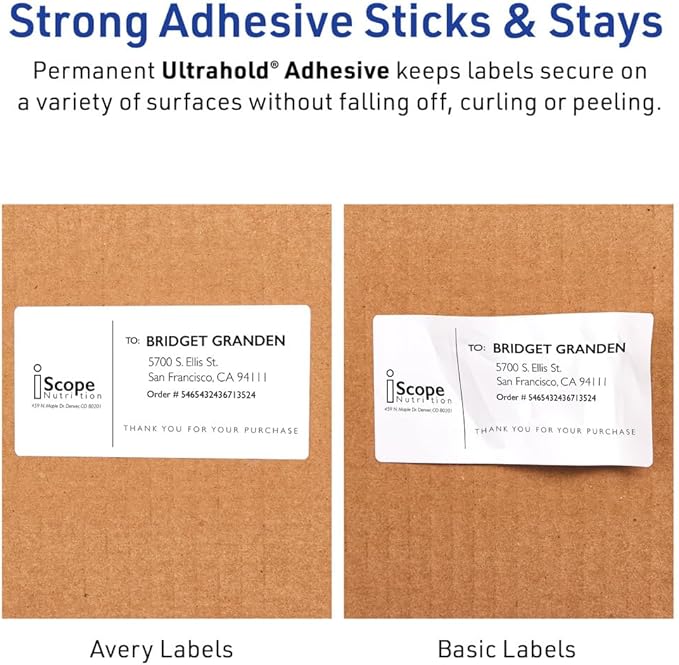Avery Durable Waterproof Shipping Labels with Sure Feed Technology, 5.5" x 8.5", White, Laser Compatible, 100 Blank Labels per Pack, Great for Mailing, Branding, and More (5-Pack of 5526)