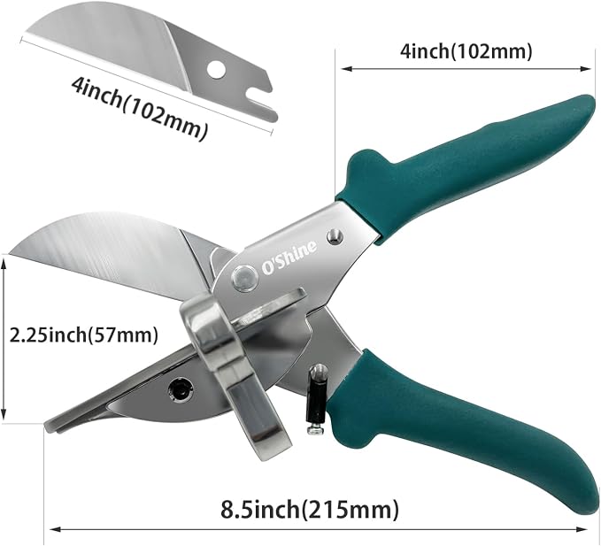 O’Shine 22.5 Degree Miter Shears For Angular Cutting Molding Wood Crafting, Quarter Round Cutting Tool Shoe Molding Cutters, Multi Angle Miter Shear Cutter Trim Cutter Hand Tool, w/ 1pc Extra Blade