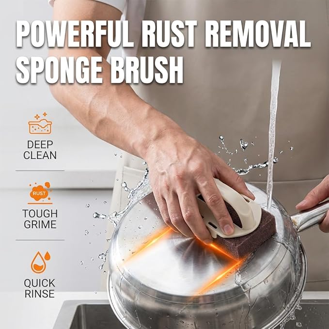 Magic Emery Cleaning Sponge, 2026 New Carborundum Sponge, Multi-Purpose Sponge Brush, Durable Scrub Block for Sinks and Stoves, Kitchen Cleaning Sponge for Home Chefs (4, Sponge)